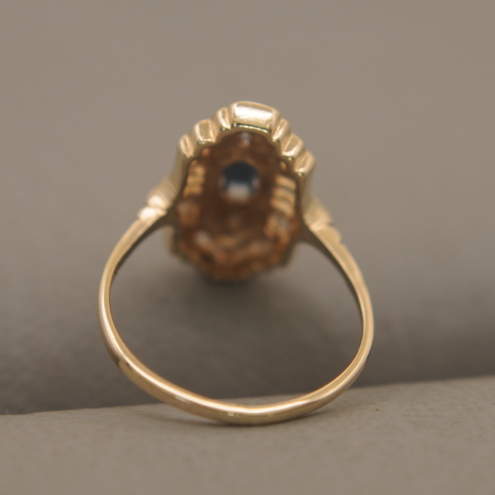 sapphire& diamonds with platinum accent 10k yellow gold ring - Picture 9 of 11